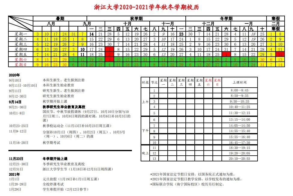 2020秋季杭州高校开学时间（大学+中小学）