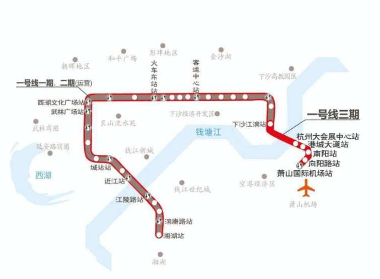 杭州地铁1号线三期开通时间直达萧山机场