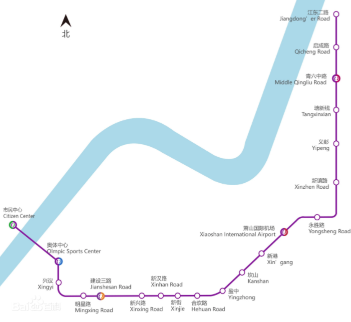 杭州地鐵7號線站點圖換乘點